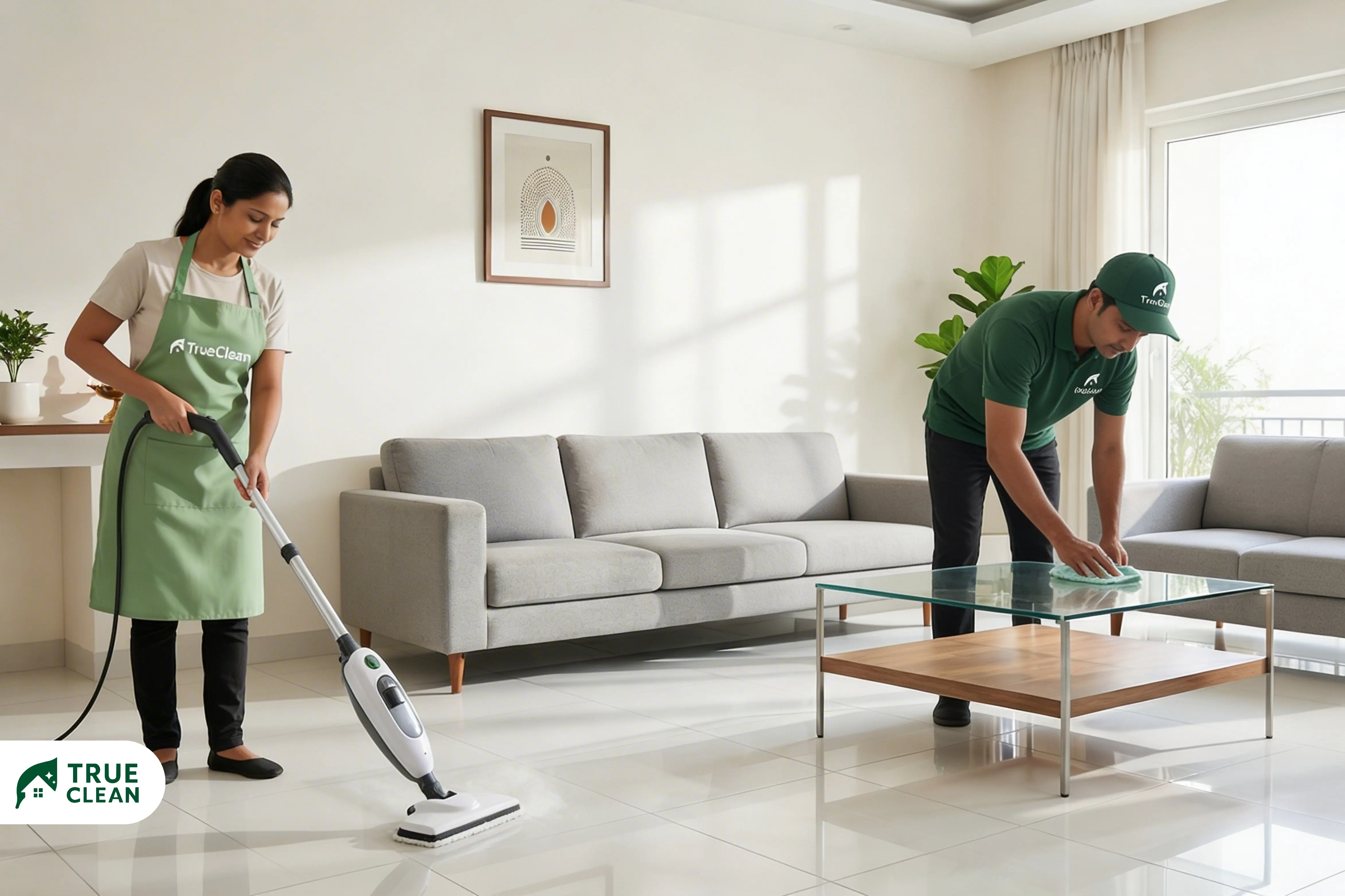 Professional maid service keeping a home clean and organised